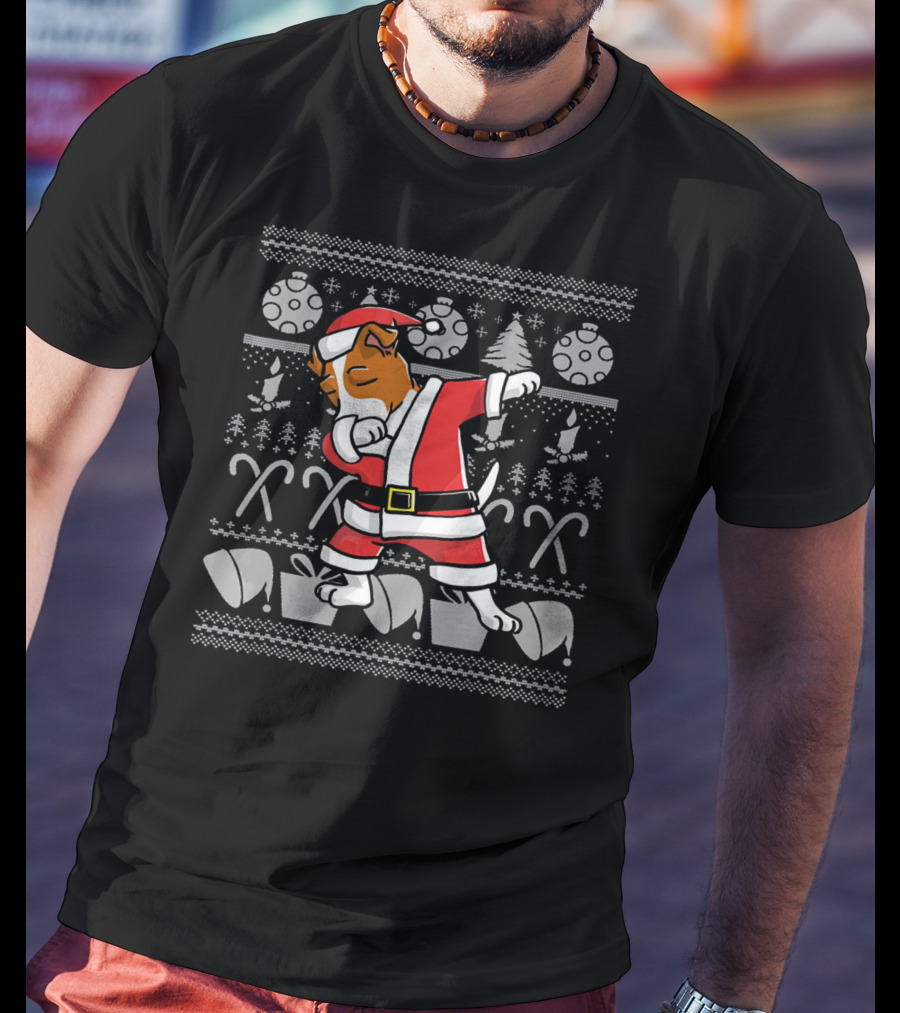 Dabbing Jack Russell Terrier Santa Ugly Christmas T-Shirt