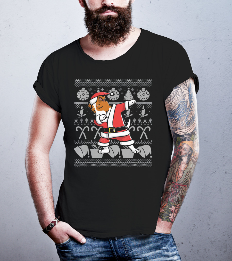 Dabbing Jack Russell Terrier Santa Ugly Christmas T-Shirt