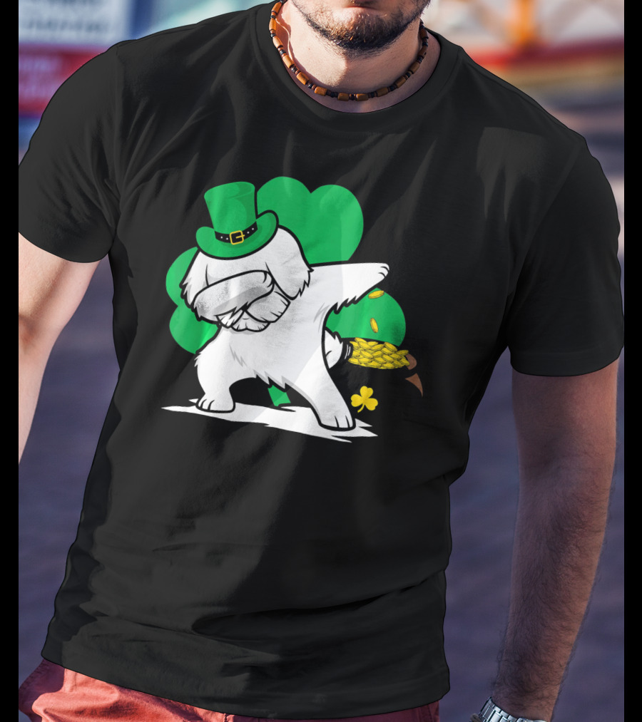 Maltese Dog Dabbing Leprechaun Dance St Patricks Day T-Shirt