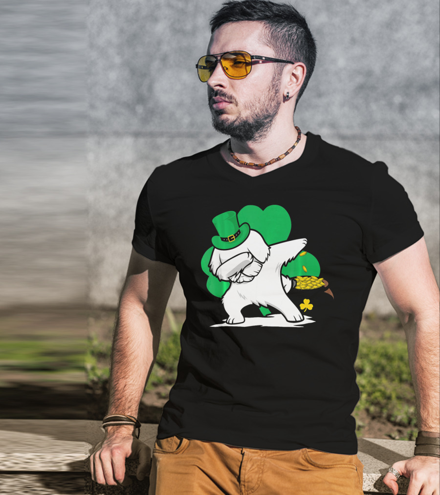 Maltese Dog Dabbing Leprechaun Dance St Patricks Day T-Shirt