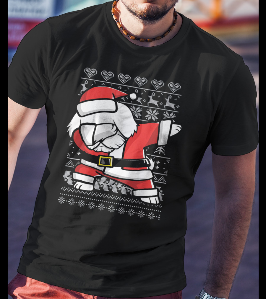 Maltese Santa Dab Reindeer Snowflakes Hearts Ugly T-Shirt