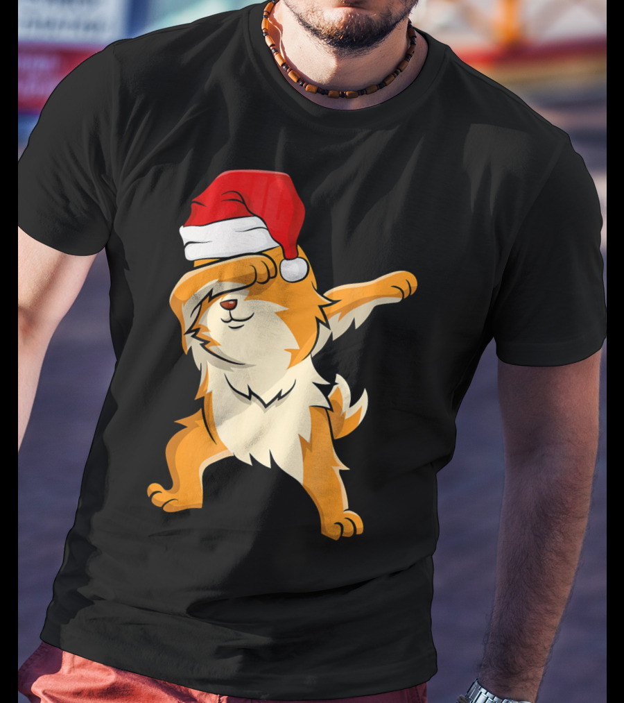 Dabbing Pomeranian With Santa Hat T-Shirt