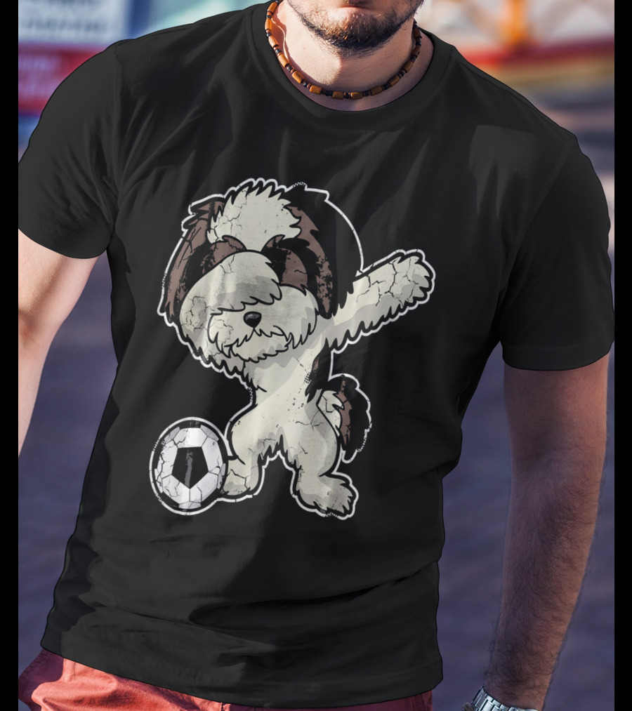 Dabbing Shih Tzu Soccer Dog With Ball T-Shirt