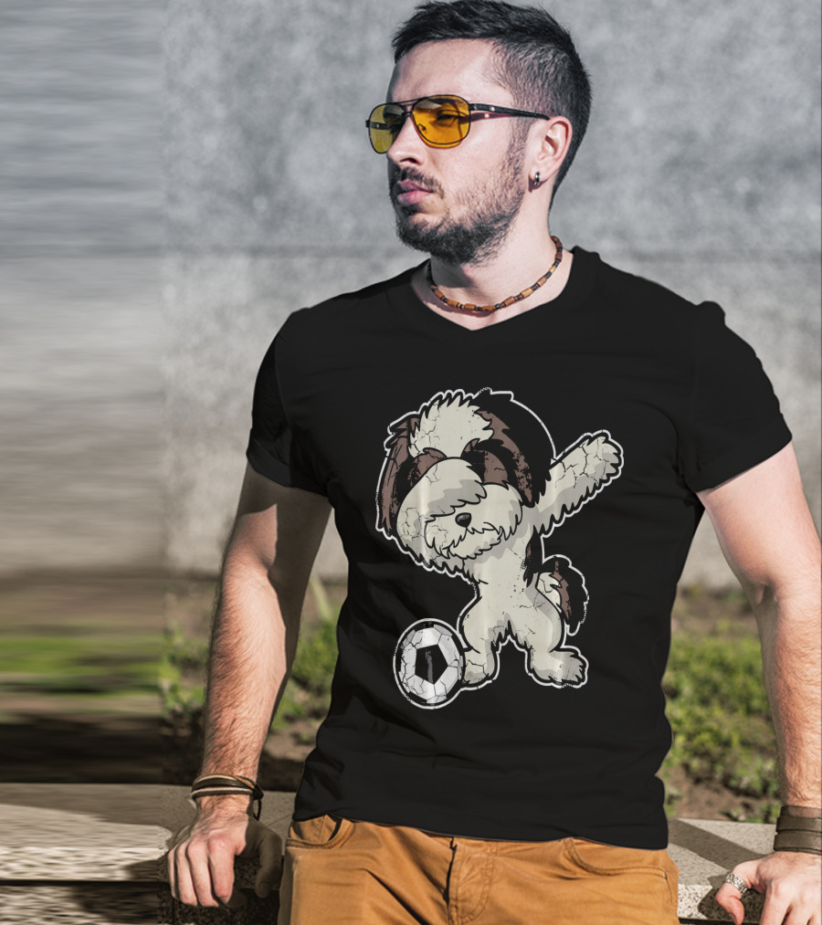Dabbing Shih Tzu Soccer Dog With Ball T-Shirt