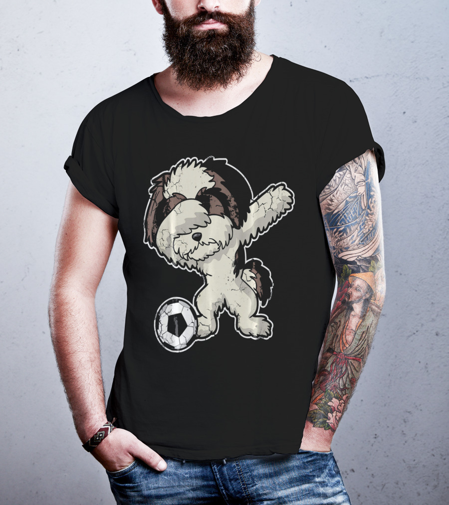 Dabbing Shih Tzu Soccer Dog With Ball T-Shirt