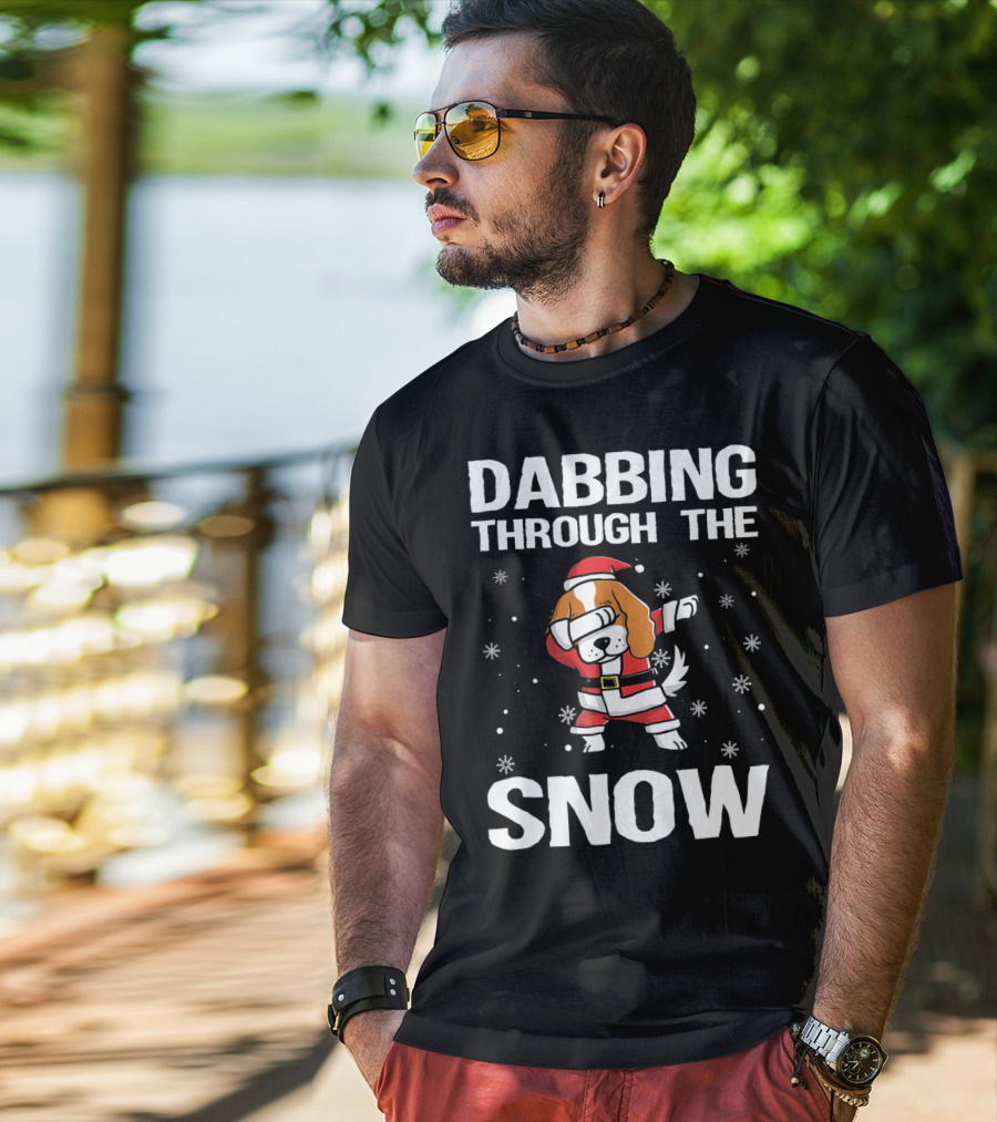 Dabbing Through The Snow Cavalier King Santa Dance T-Shirt