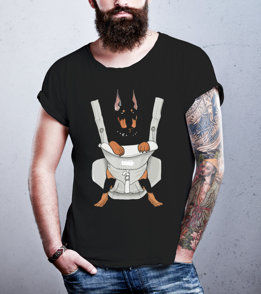 Carrier Doberman With Cartoon Baby Harness T-Shirt
