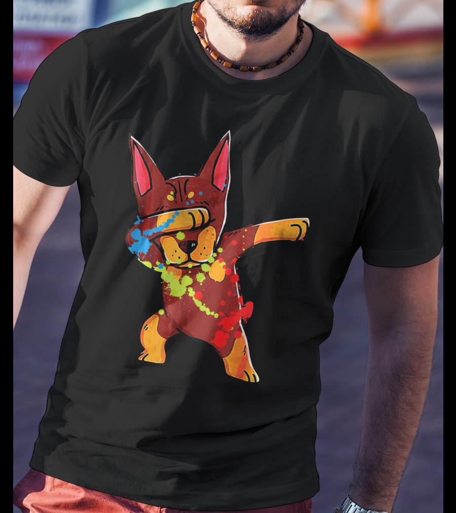 Doberman Pinscher Colorful Dabbing Funny Dab Dance T-Shirt
