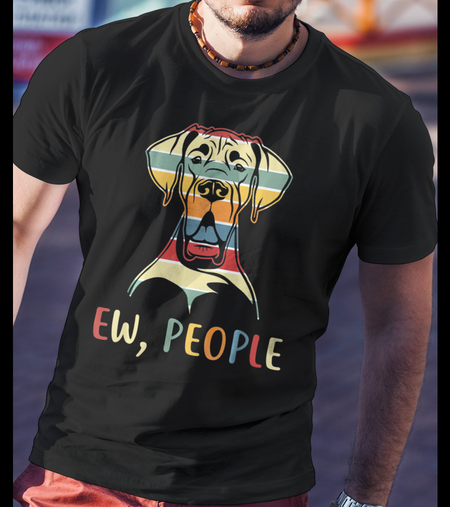 Ew People Funny Great Dane Striped Retro T-Shirt