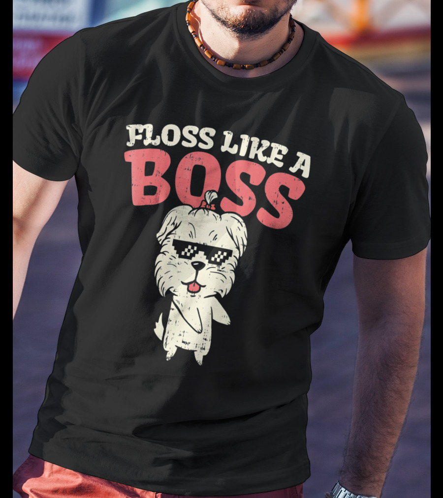 Floss Like A Boss Dance Flossing Shih Tzu With Sunglasses T-Shirt