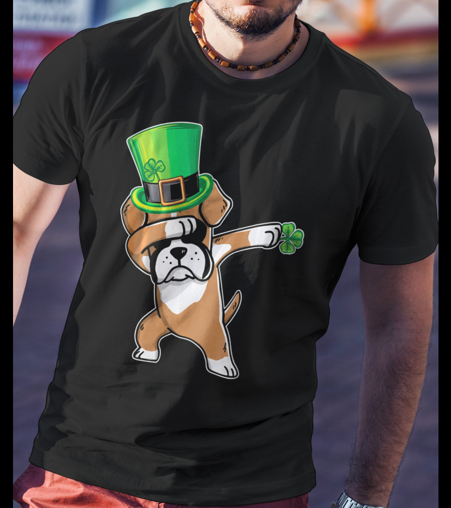 Funny Boxer Dog Dabbing St. Patrick's Day Dance T-Shirt