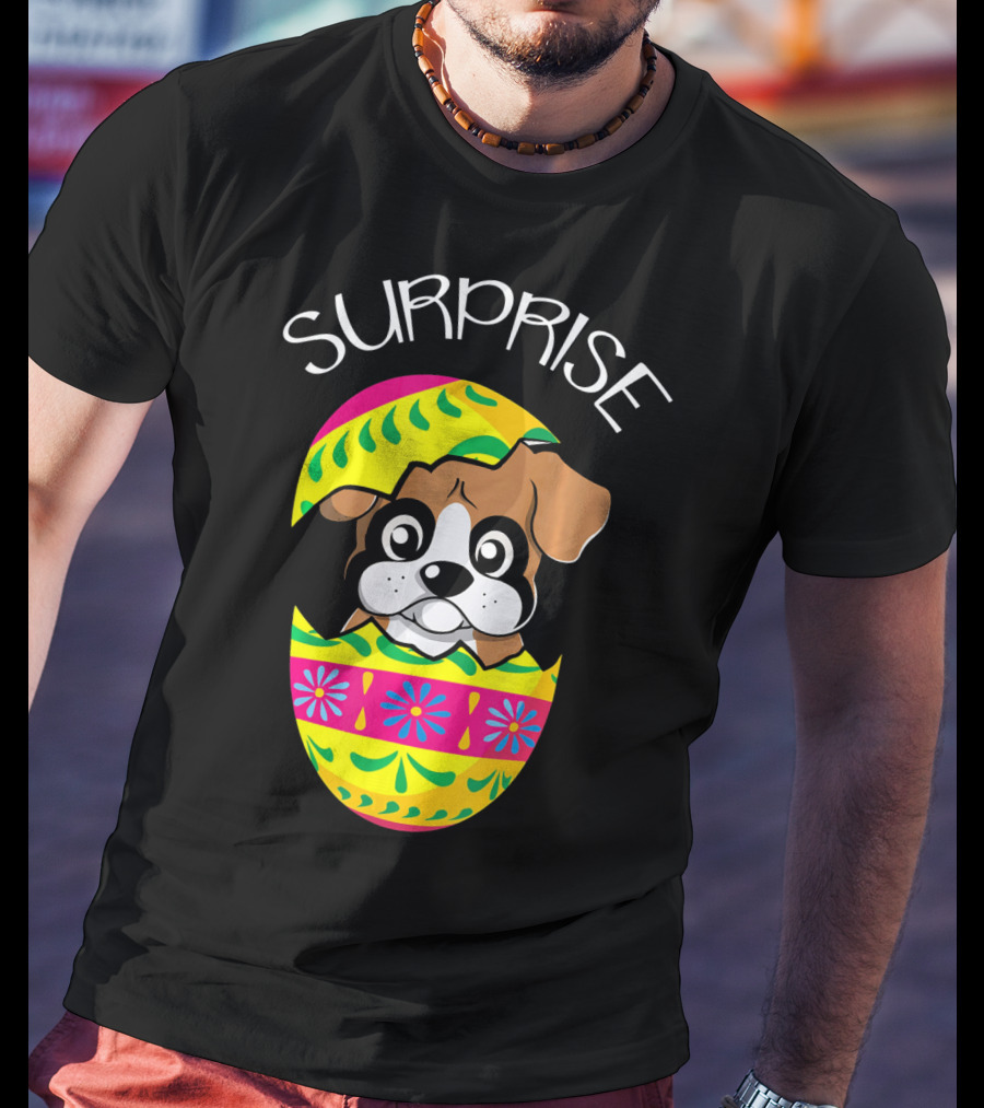 Surprise Funny Cute Puppy Boxer Hatches Easter Egg T-Shirt