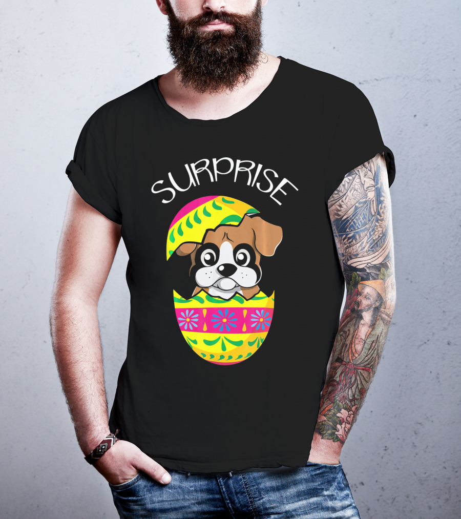 Surprise Funny Cute Puppy Boxer Hatches Easter Egg T-Shirt