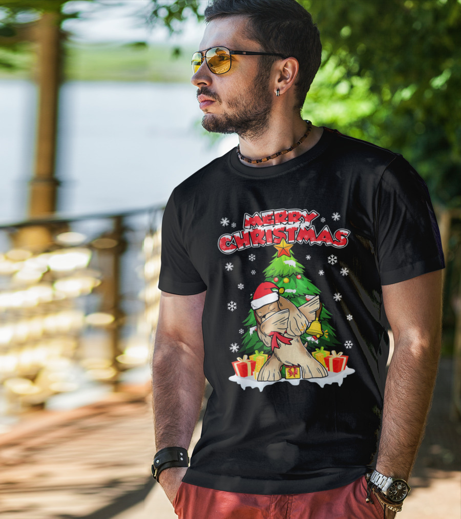 Merry Christmas Funny Dabbing Cocker Spaniel Holiday Tree Snowflakes Presents T-Shirt