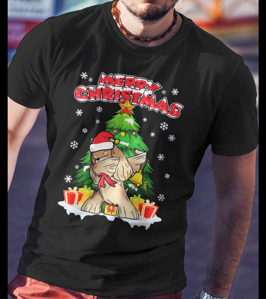 Merry Christmas Funny Dabbing Cocker Spaniel Holiday Tree Snowflakes Presents T-Shirt