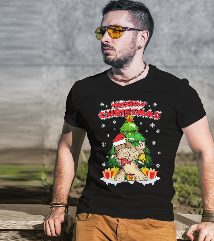 Merry Christmas Funny Dabbing Cocker Spaniel Holiday Tree Snowflakes Presents T-Shirt