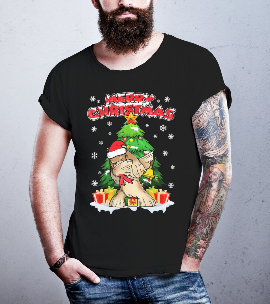 Merry Christmas Funny Dabbing Cocker Spaniel Holiday Tree Snowflakes Presents T-Shirt