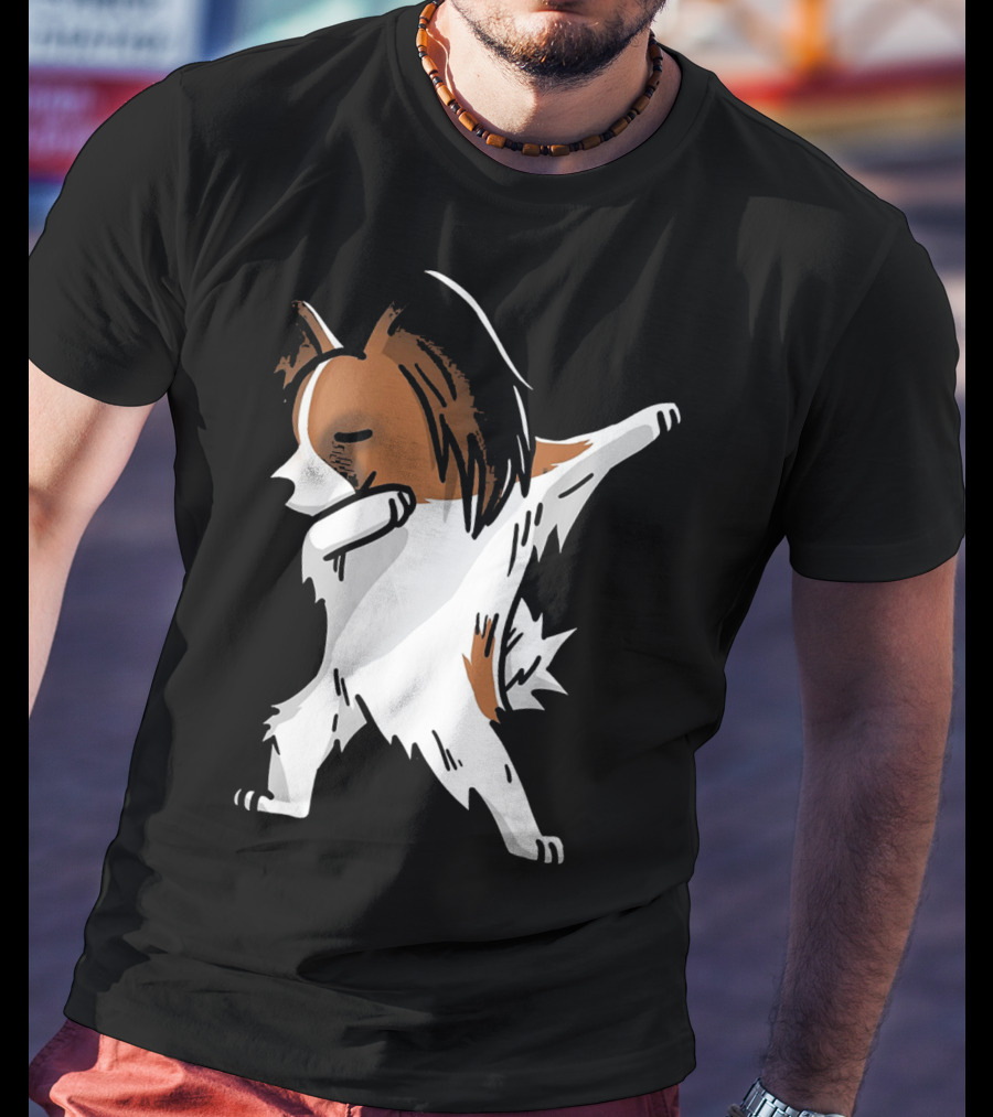Funny Dancing Papillon Dog Birthday Celebration Party T-Shirt