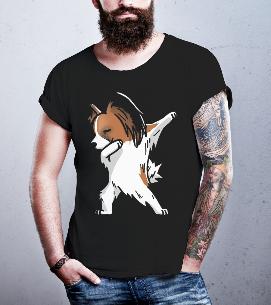 Funny Dancing Papillon Dog Birthday Celebration Party T-Shirt