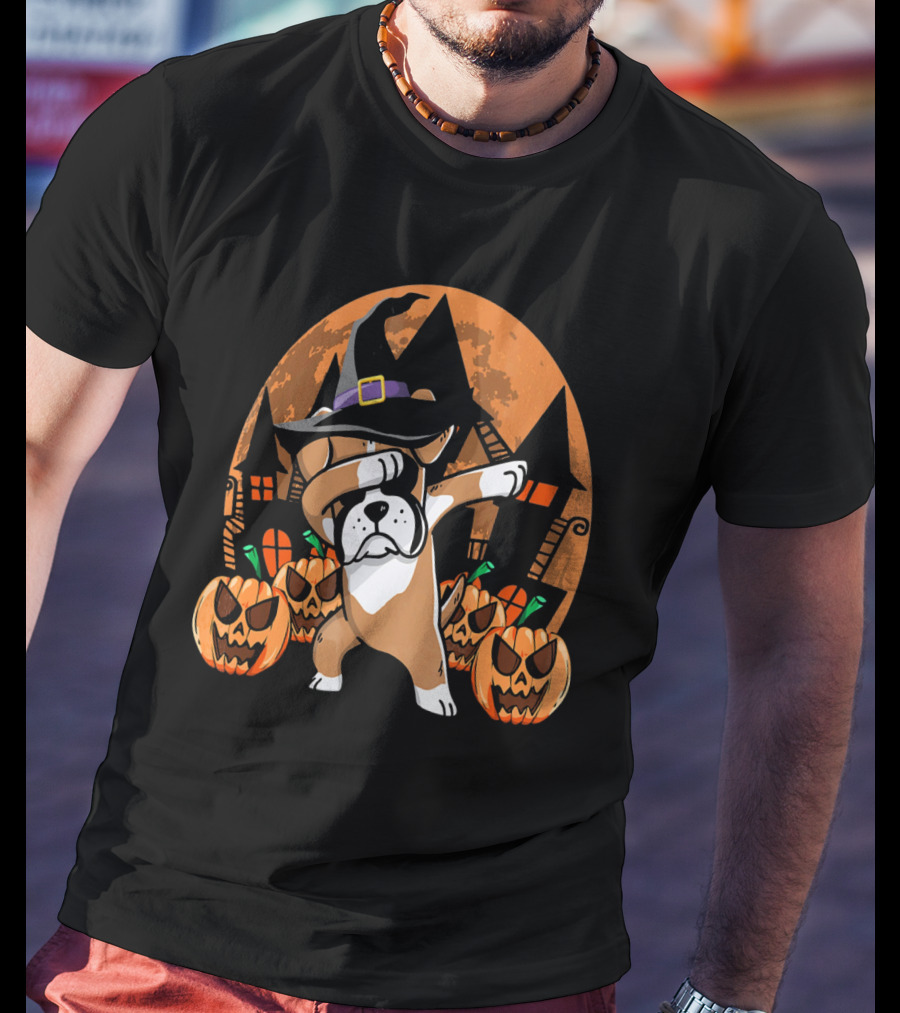Funny Halloween Dabbing Boxer Witch Hat Pumpkins T-Shirt