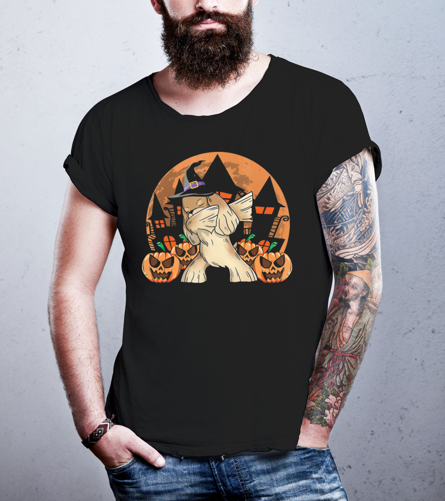 Halloween Dabbing Cocker Spaniel With Witch Hat And Jack-O'-Lanterns T-Shirt