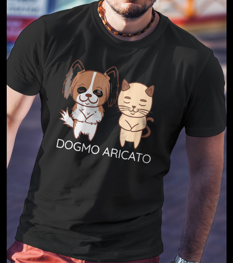 Funny Papillon Dogmo Aricato Dog And Cat Duo T-Shirt