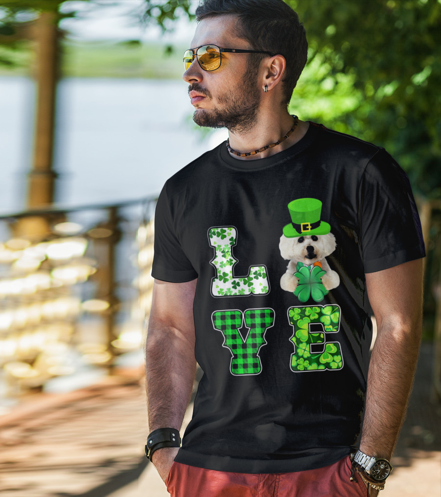 Funny St Patricks Day Maltese Love Shamrock Clovers T-Shirt