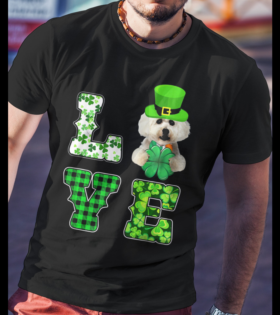 Funny St Patricks Day Maltese Love Shamrock Clovers T-Shirt