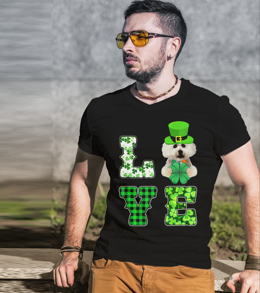Funny St Patricks Day Maltese Love Shamrock Clovers T-Shirt