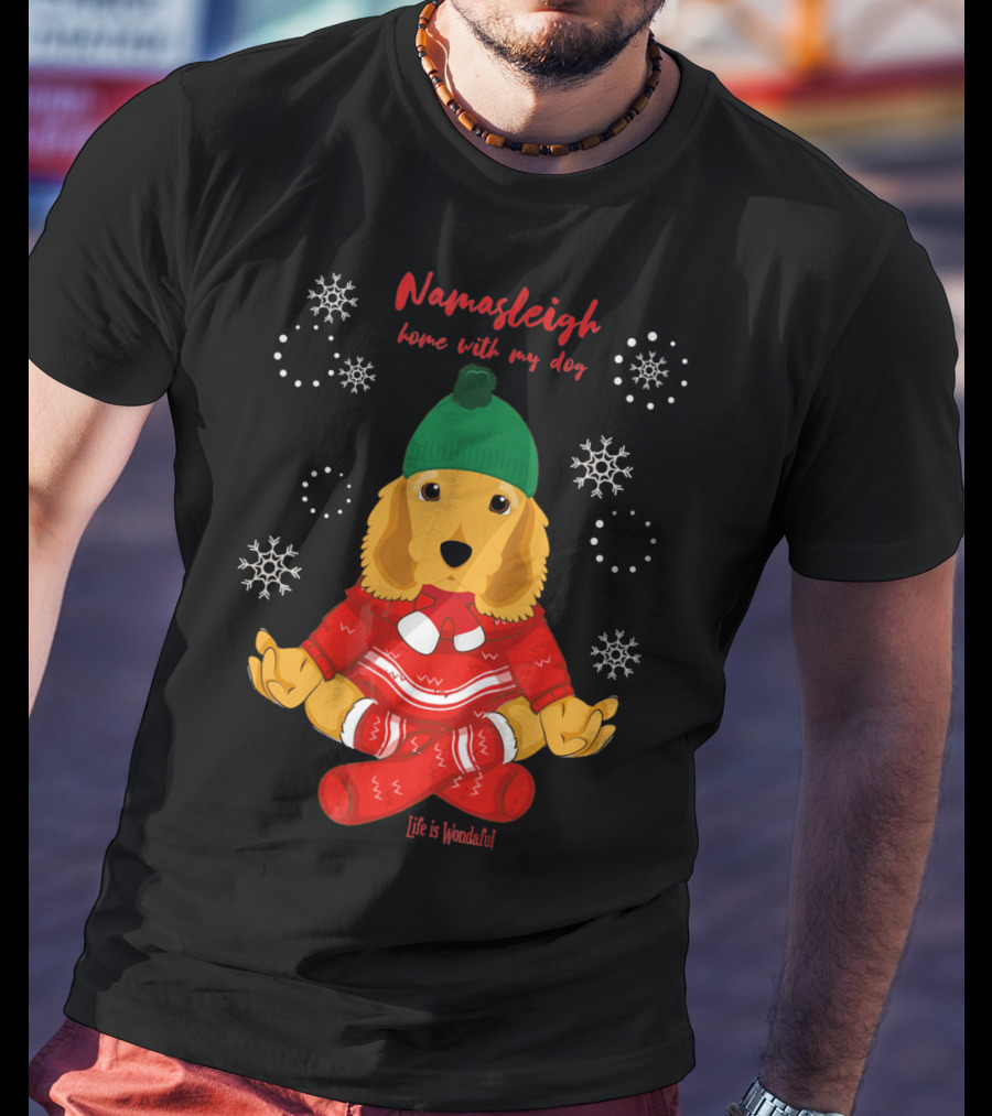 Namasleigh Cocker Spaniel Love Christmas Yoga Dog Life Is Wonderful T-Shirt
