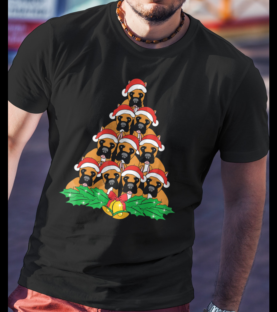 Great Dane Christmas Santa Hat Tree Dog Xmas Lover T-Shirt