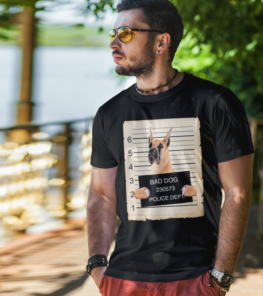 Great Dane Bad Dog Police Dept Mugshot 230573 T-Shirt