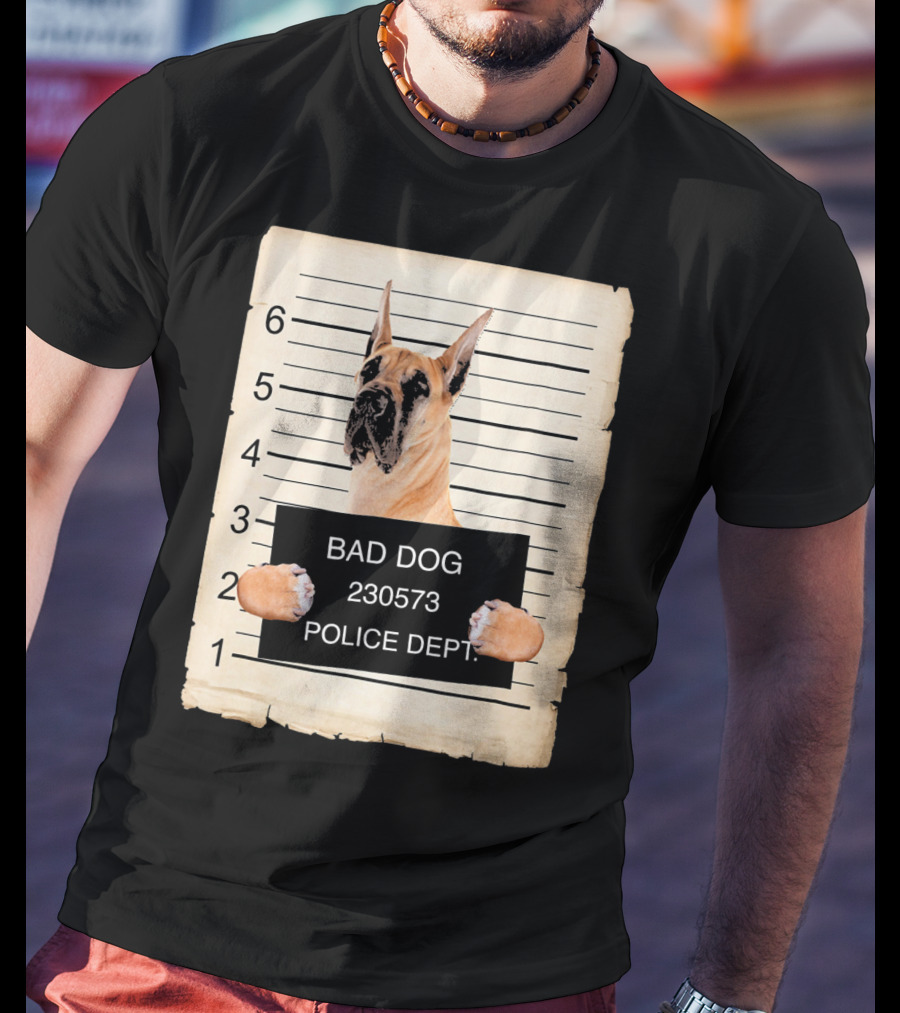 Great Dane Bad Dog Police Dept Mugshot 230573 T-Shirt
