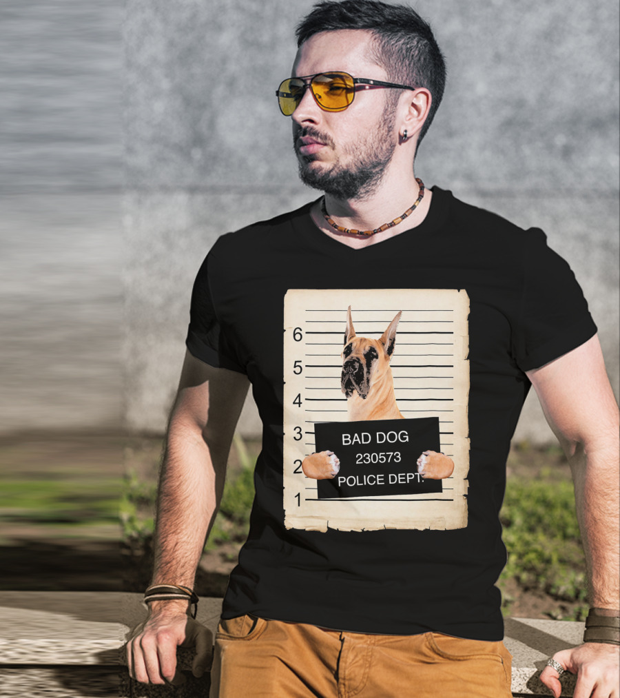 Great Dane Bad Dog Police Dept Mugshot 230573 T-Shirt
