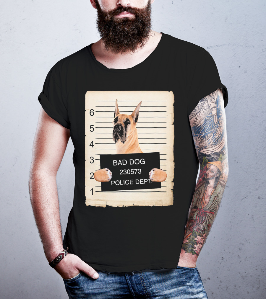 Great Dane Bad Dog Police Dept Mugshot 230573 T-Shirt