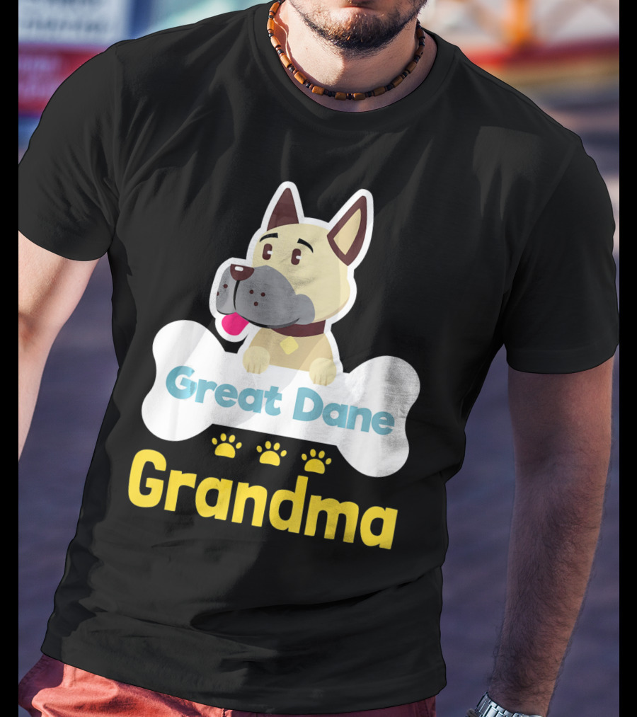 Great Dane Grandma Dog Bone With Paw Prints T-Shirt