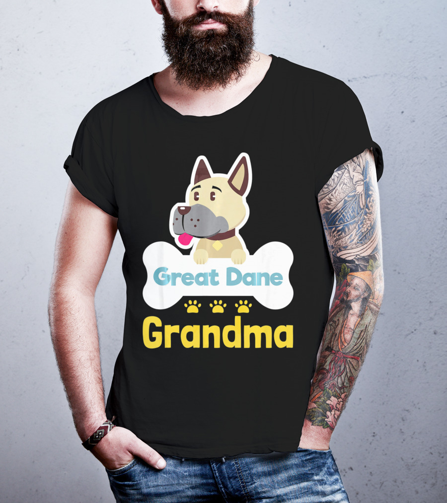 Great Dane Grandma Dog Bone With Paw Prints T-Shirt