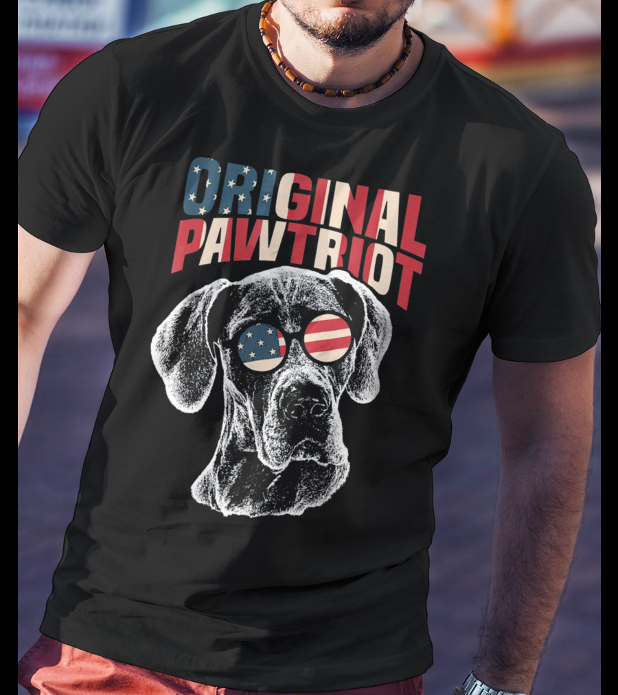 Original Pawtriot Great Dane USA Flag Funny July T-Shirt