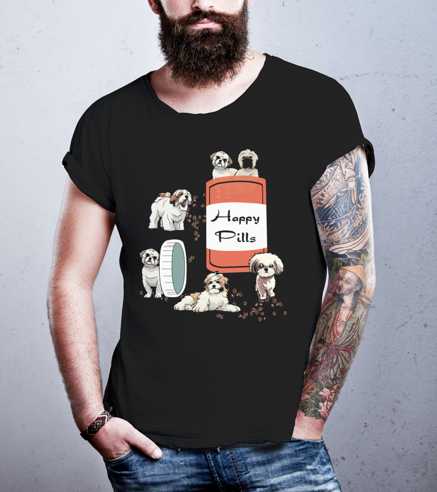 Happy Pills Shih Tzu Dog Cute Canine Fun Playful Puppy T-Shirt