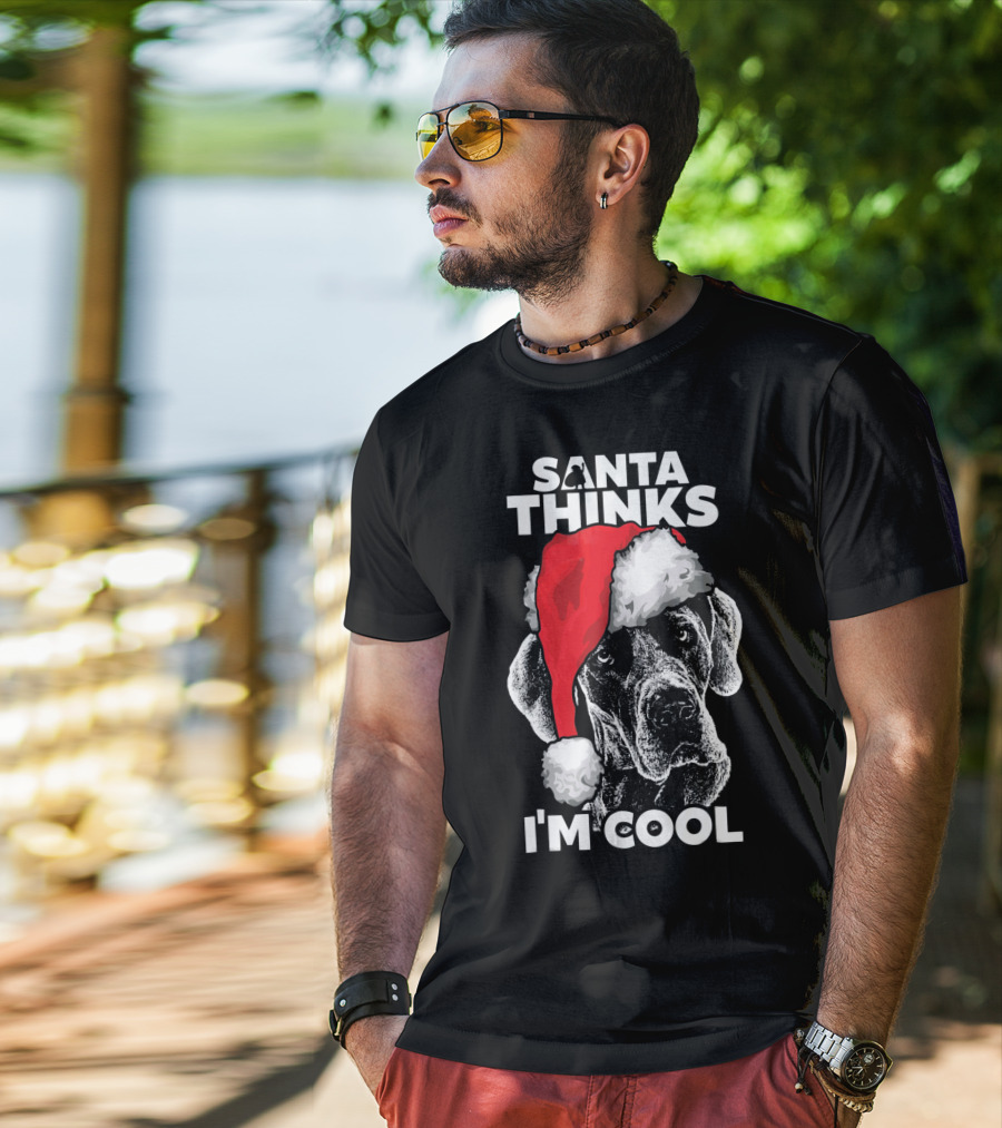Santa Thinks I'm Cool Great Dane T-Shirt