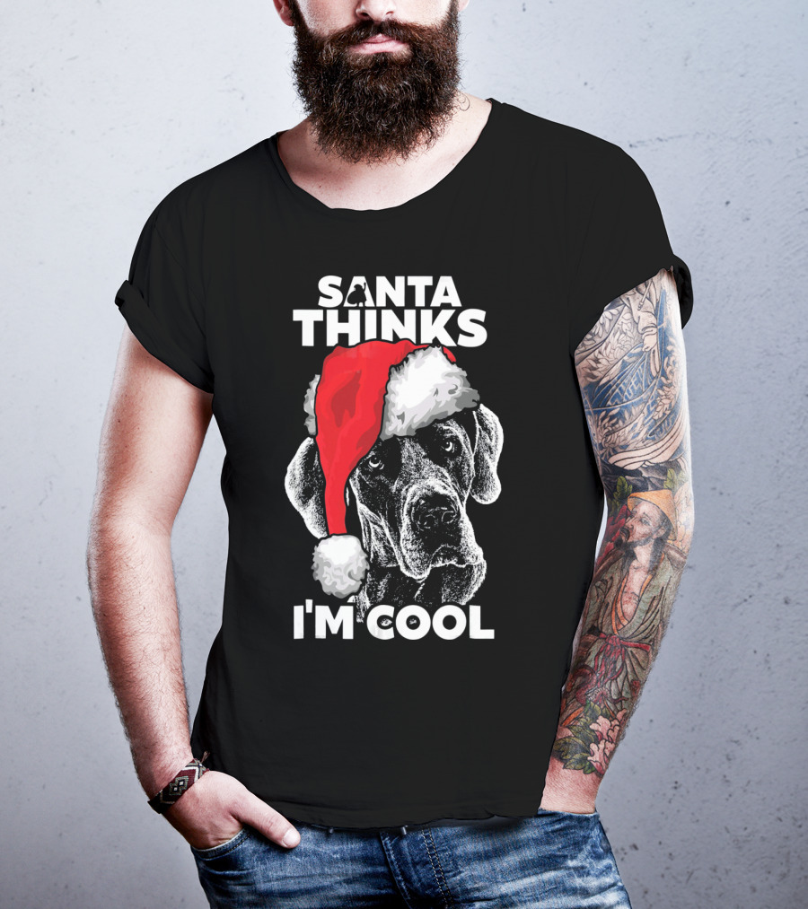 Santa Thinks I'm Cool Great Dane T-Shirt