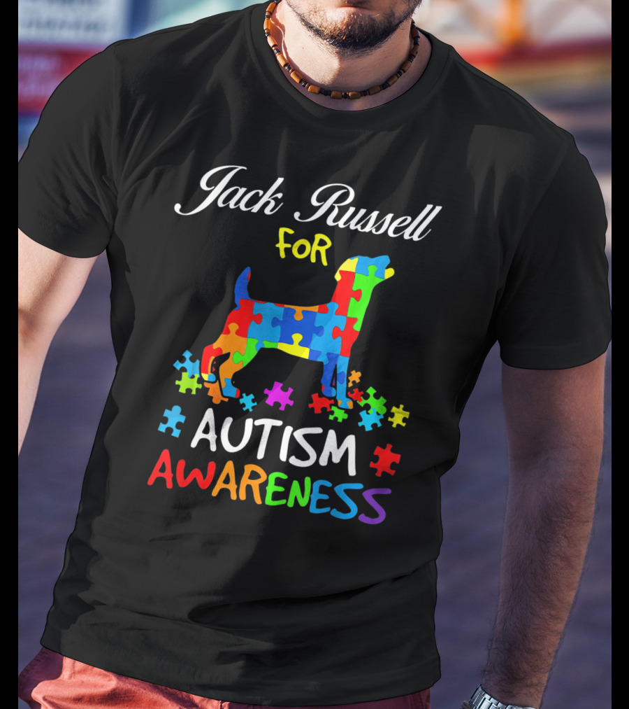 Jack Russell Dog For Autism Awareness Puzzle Pieces T-Shirt