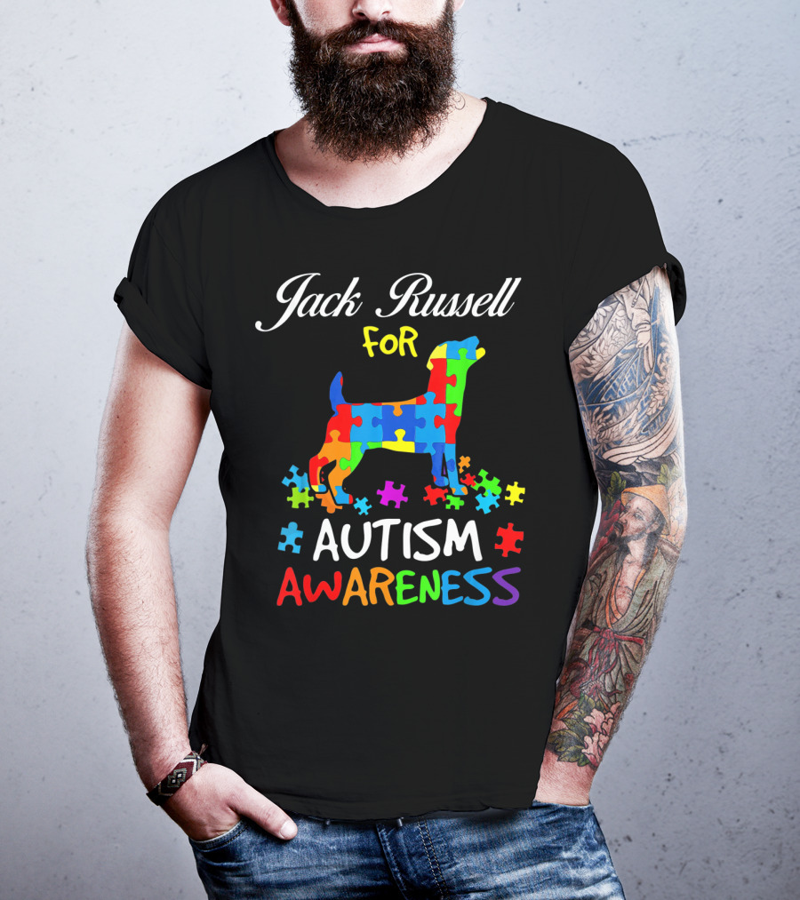 Jack Russell Dog For Autism Awareness Puzzle Pieces T-Shirt