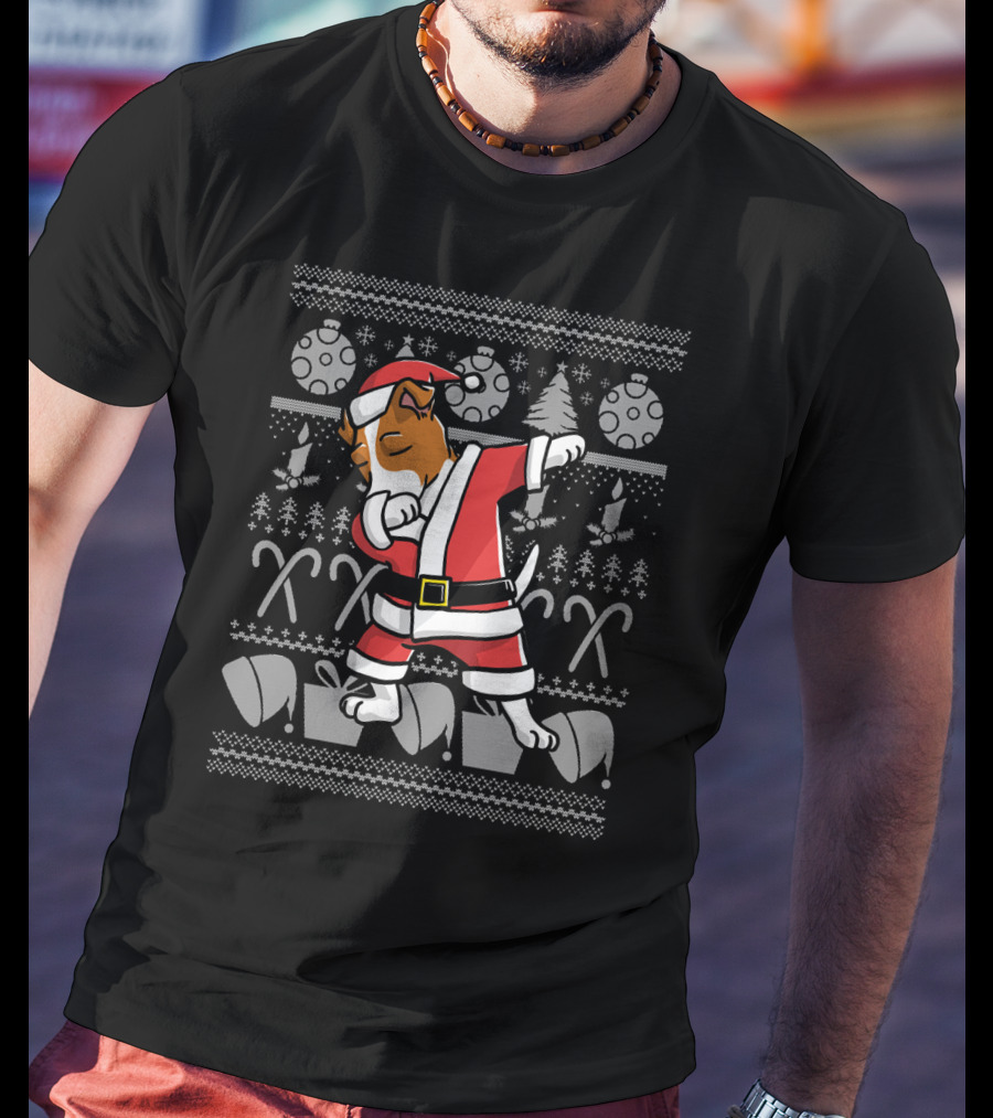 Jack Russell Terrier Dabbing Santa Dog Christmas T-Shirt