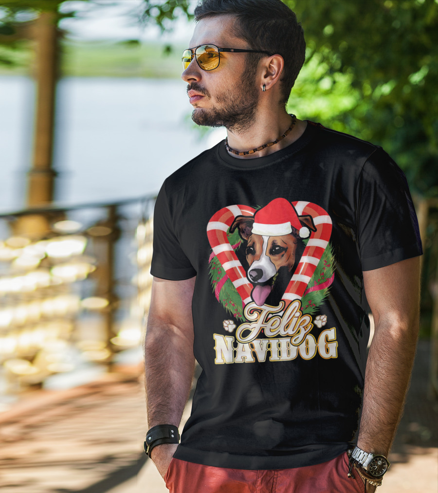 Feliz Navidog Jack Russell Terrier Santa Claus T-Shirt