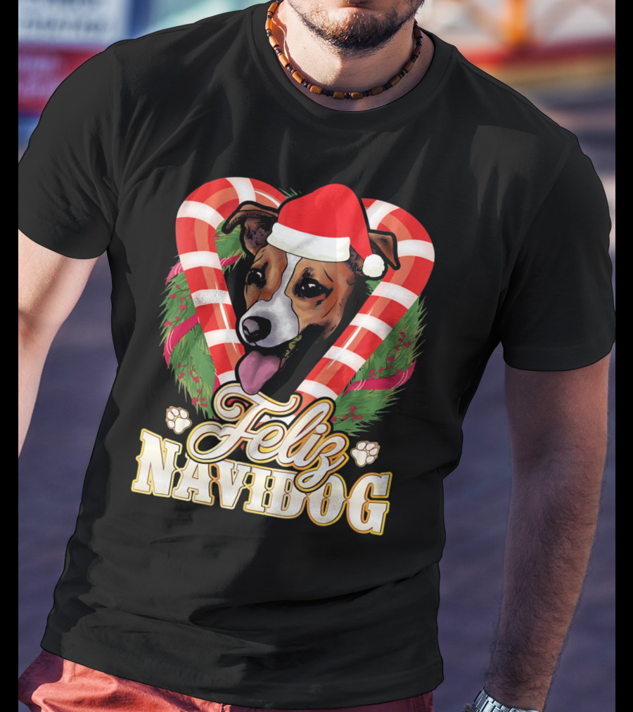 Feliz Navidog Jack Russell Terrier Santa Claus T-Shirt