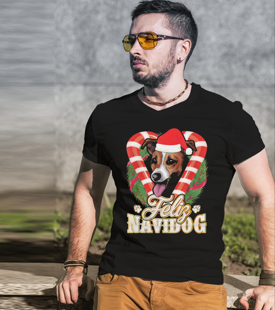 Feliz Navidog Jack Russell Terrier Santa Claus T-Shirt