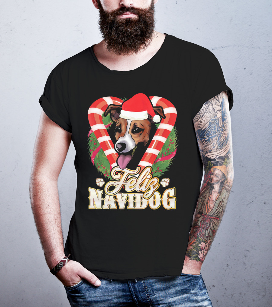 Feliz Navidog Jack Russell Terrier Santa Claus T-Shirt