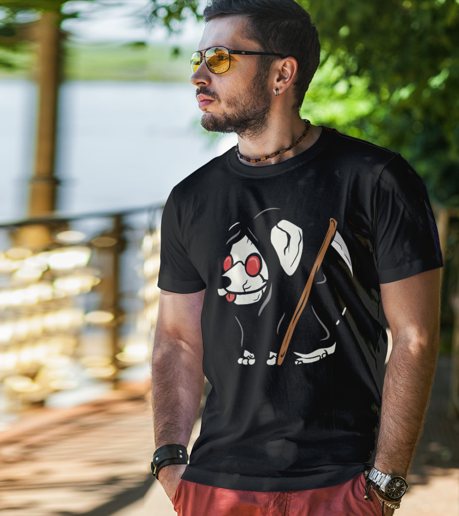 Jack Russell Terrier Reaper With Scythe And Red Glasses T-Shirt