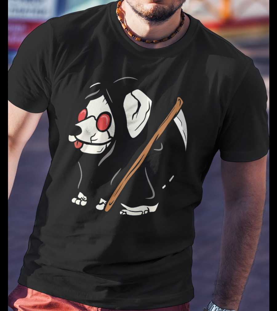 Jack Russell Terrier Reaper With Scythe And Red Glasses T-Shirt